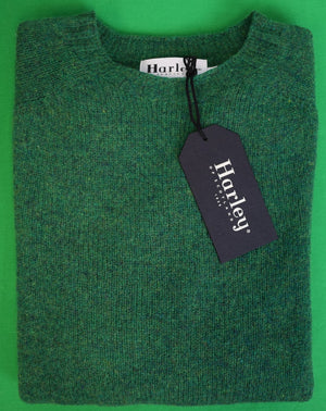 Harley Of Scotland Clover Green Shaggy Dog Shetland Wool Crewneck Sweater Sz L (NWT)