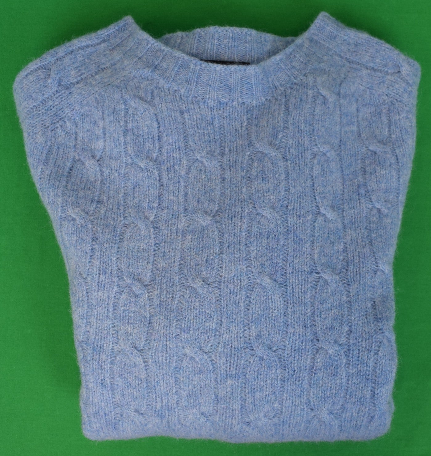 "Drake's Sky Blue Brushed Cable Knit Shetland Crew Neck Jumper/ Sweater" Sz L (NWOT)