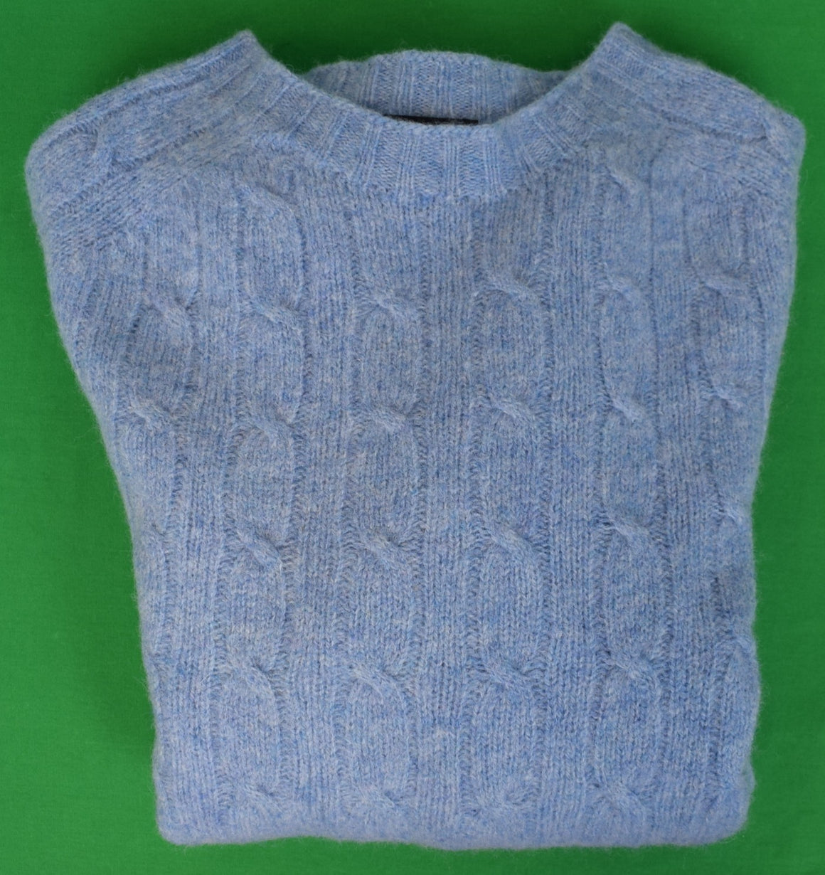 "Drake's Sky Blue Brushed Cable Knit Shetland Crew Neck Jumper/ Sweater" Sz L (NWOT)