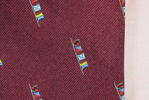 "J Press Burgundy Emblematic Sailing Flags Tie" (New w/ JP Tag)