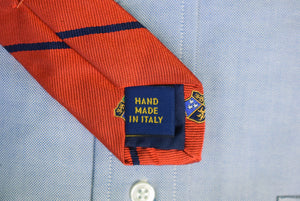 "Polo Ralph Lauren Orange/ Navy Stripe w/ Heraldic Crest Italian Silk Tie" (SOLD)