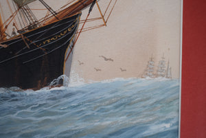 SS Savannah The First Ocean Steamer Watercolor w/ Gouache