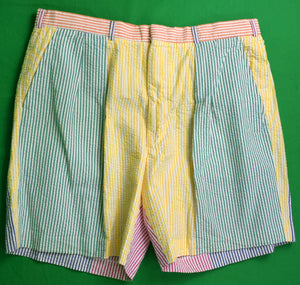 "Brooks Brothers Fun Multi Stripe c1980s Seersucker Bermuda Shorts" Sz 38
