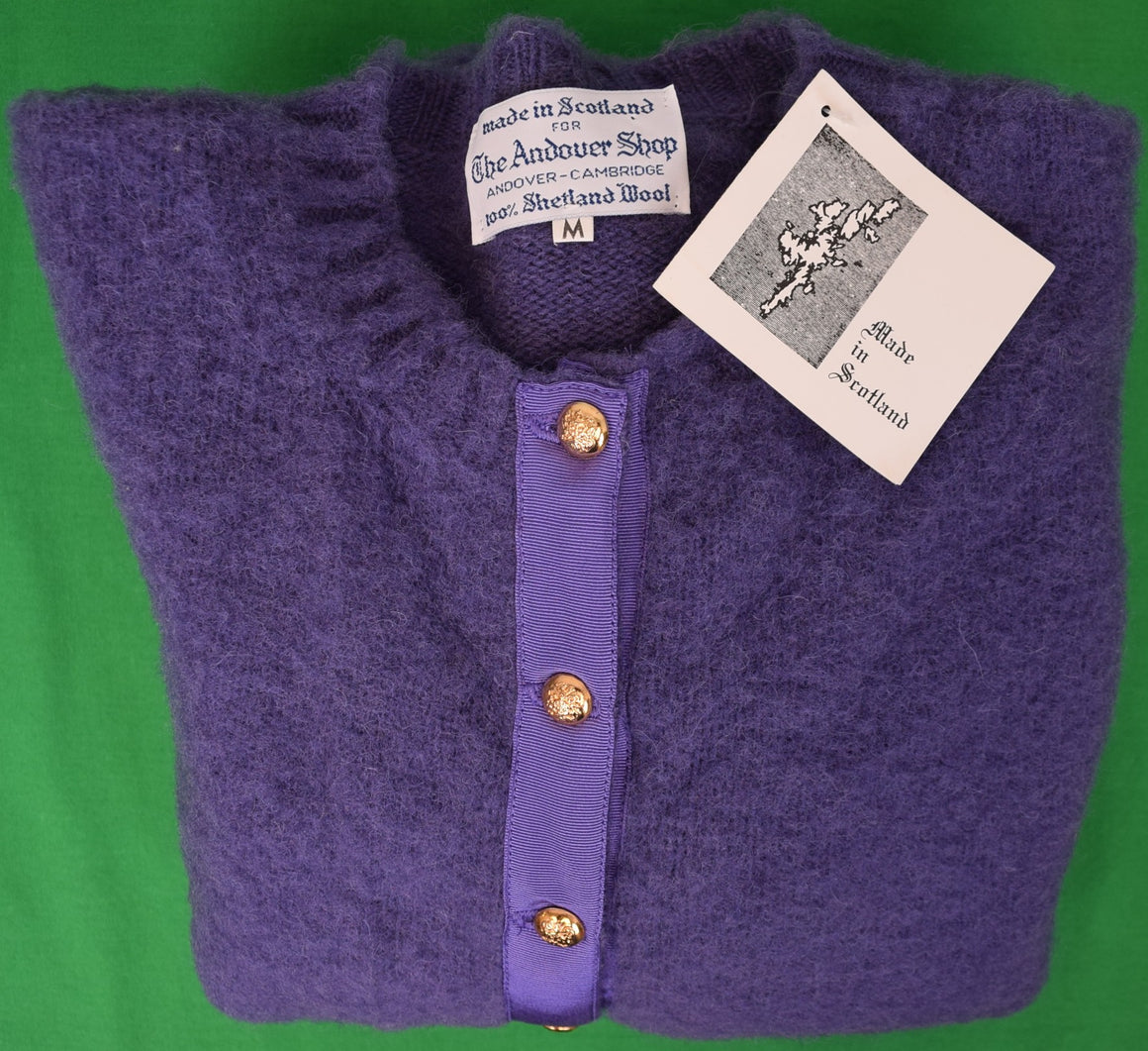 The Andover Shop Ladies Brushed Shetland Blueberry Crew Neck Cardigan Sweater Sz M