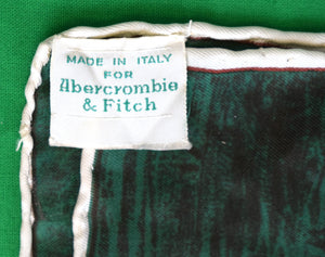 "Abercrombie & Fitch Italian Green Silk Pheasant Scarf"