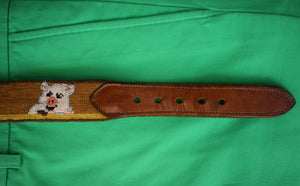 "Hand-Needlepoint Belt w/ 11 Pink Piglets" Sz 36