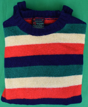 "Abercrombie & Fitch Fun/ Multi Stripe Shetland Wool Crewneck Sweater Made In Scotland" Sz M