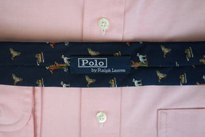 "Polo Ralph Lauren Navy Duck Hunter Italian Silk Tie"