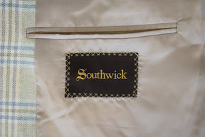 "O'Connell's x Southwick Silk & Linen Tan/ Blue Plaid Sport Jacket" Sz 48L (NWOT)