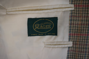 O'Connell's x Magee Irish 56% Silk/ 44% Cotton Taupe Gun Check w/ Salmon Windowpane Sport Jacket Sz 48T (NWOT)
