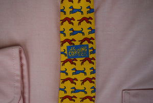 Cordings Yellow Speeding Hound Printed Silk Tie
