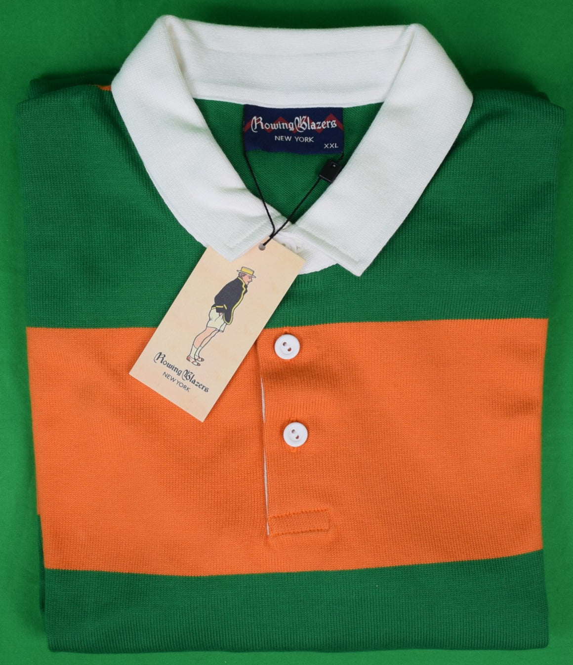 "Rowing Blazers Orange/ Green Block Rugby Shirt" Sz XXL (New w/ RB Tag)