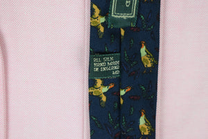 "Holland & Holland x Drakes English Navy Silk Gamebird Print Tie"