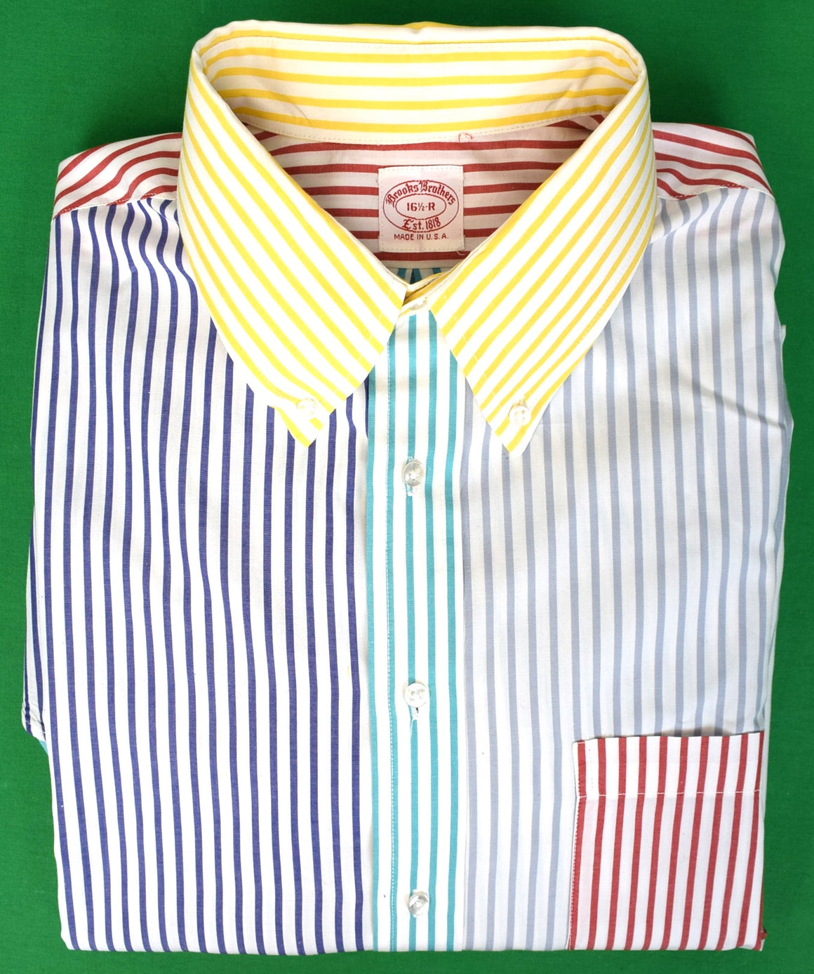 "Brooks Brothers Multi Stripe B/D c1980s Broadcloth L/S Fun Shirt" Sz 16 1/2-R