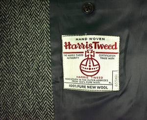 "J. Press Harris Tweed Charcoal Herringbone Sport Coat" Sz 42R