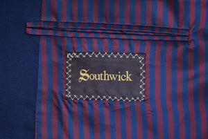 O'Connell's x Southwick Tropical Worsted Wool Navy Blazer w/ Navy/ Burgundy Stripe Lining Sz 46R