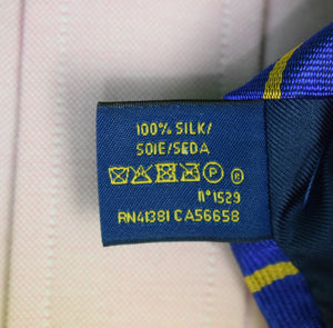 Polo Ralph Lauren Italian Silk Royal Blue w/ Gold Stripe Tennis Racquet Club Tie