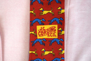 Cordings Red Speeding Hound Printed Silk Tie