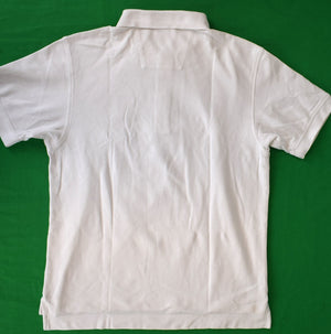 Rowing Blazers x Yale White Pima Cotton Pique S/S Polo Shirt w/ Navy Satin Diagonal Stripe Sz M (NWOT)