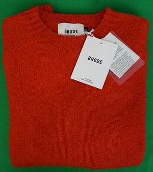 Bhode Of Scotland Scarlet Red Shaggy Dog Shetland Wool Crewneck Sweater Sz L (NWT)