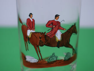 "Set x 6 Hand-Painted Fox-Hunter Highball Cocktail Glasses"