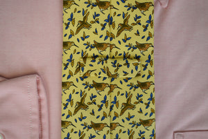 "Holland & Holland x Drake's Yellow English Silk Tie w/ Woodcock Hunt Print"