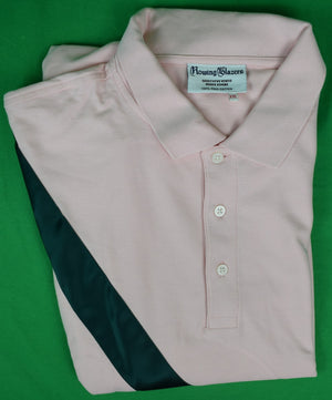 "Rowing Blazers Shell Pink w/ Hunter Green Satin Diagonal Stripe S/S Pima Cotton Polo Shirt" Sz XXL (NWOT)