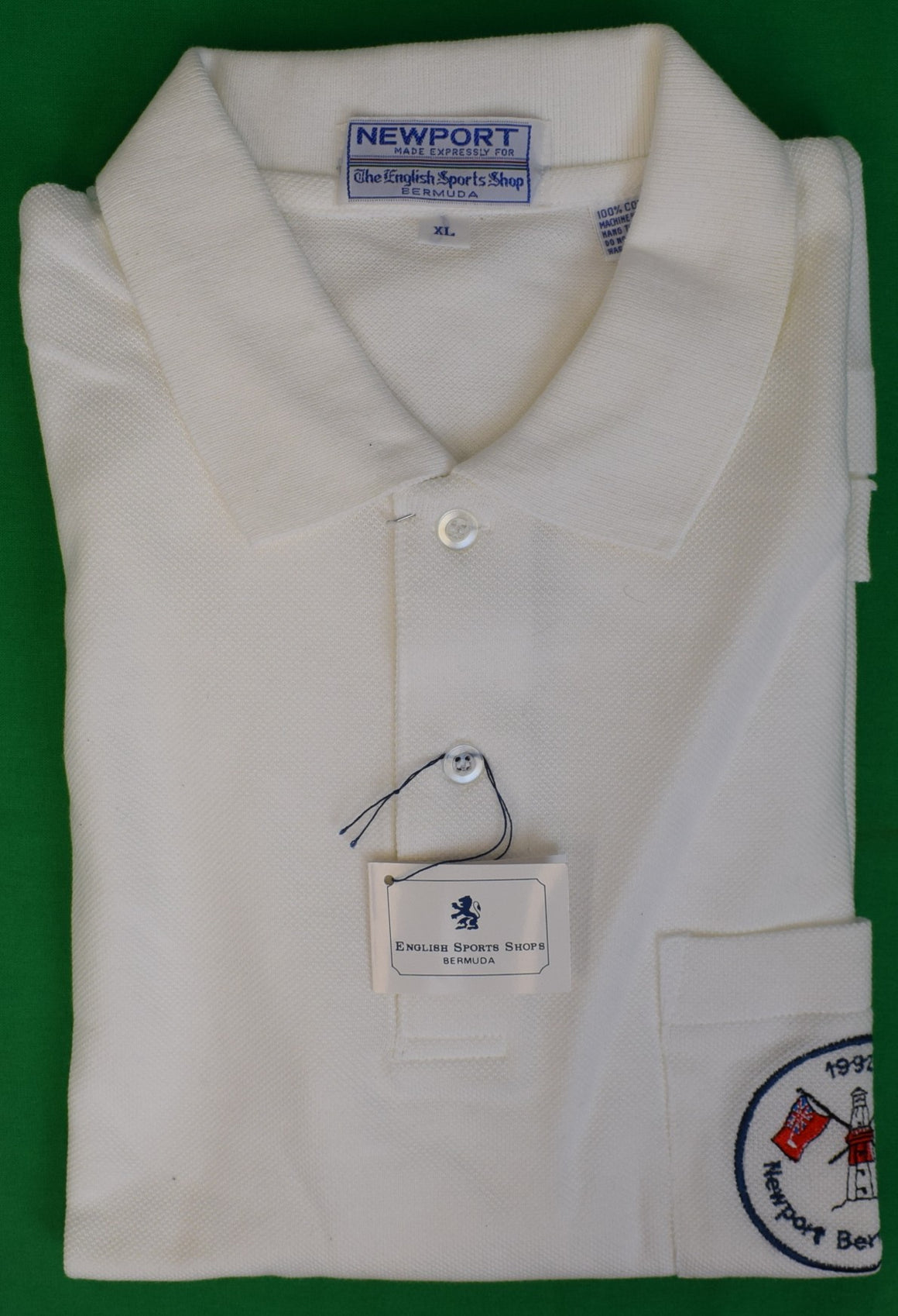 1992 Newport Bermuda Race x The English Sport Shop White Cotton Pique Polo Shirt Sz XL (NWT)