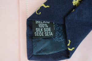 The Andover Shop x Atkinsons Navy Irish Silk Tie w/ Gold Monkey Print