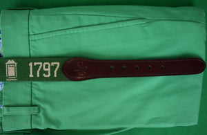 Deerfield Academy 1796 Green Needlepoint Belt Sz 40 (New w/ S&B Tag)