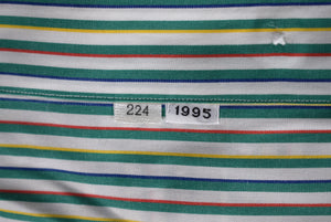"Ascot Chang Custom Multi-Green Stripe w/ Button Cuff c1995 Dress Shirt" Sz: 16-36