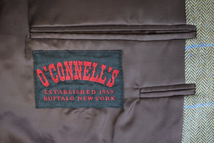 O'Connell's x Southwick Silk Taupe Herringbone w/ Blue Windowpane Sport Jacket Sz 48L (NWOT)
