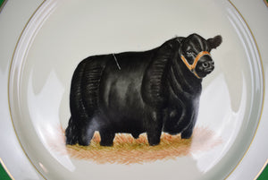 "Set x 8 Abercrombie & Fitch Angus Bull 12 1/2"D Charger Plates" (SOLD)