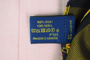 Polo Ralph Lauren Yellow/ Navy Club Stripe w/ Crest Vintage Italian Silk Tie