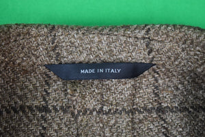 "Paul Stuart x Phineas Cole Italian Linen/ Silk Mocha Windowpane Sport Jacket" Sz 42L (New w/ PS $2,295 Tag)