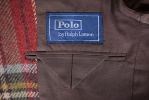 "Polo By Ralph Lauren Brick Red/ Lovat Green Horse Blanket Plaid Sport Jacket Made In Italy" Sz 40R (NWT)