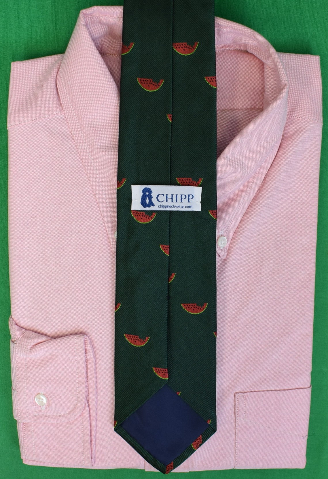 Chipp x J.G. Melon Patron's Green Silk Club Tie (NWOT)