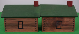 "Set x Pair of Abercrombie & Fitch Fishing Cabins w/ 4 Car Wooden Train Set"