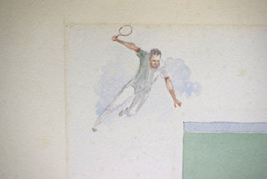 Tennis- The Kill, Or To The Net Watercolor By Paul Brown
