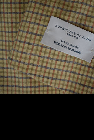 "O'Connell's x Johnstons Of Elgin 100% Scottish Cashmere Tan Check Sport Coat" Sz 48T (NWT)