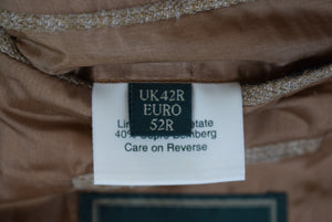 "Holland & Holland Silk/ Linen Mocha Wheat Slub Weave Jacket" Sz 42R