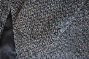 O'Connell's Char Blue/ Grey Harris Tweed Herringbone Sport Coat Sz 42L