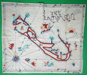 "The Bermudas Hand-Stitched c1938 Island Map"