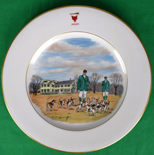 "Rare Set x 12 Myopia Hunt Club Dinner Plates w/ Hand-Painted MHC Sporting Scenes By Cyril Gorainoff"