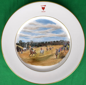 "Rare Set x 12 Myopia Hunt Club Dinner Plates w/ Hand-Painted MHC Sporting Scenes By Cyril Gorainoff"