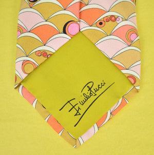 "Emilio Pucci Scallop Print Italian Silk Coral Tie" (SOLD)
