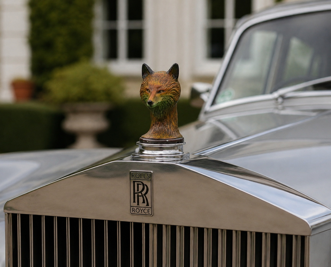"Enamel Fox Head Car Mascot/ Paperweight"
