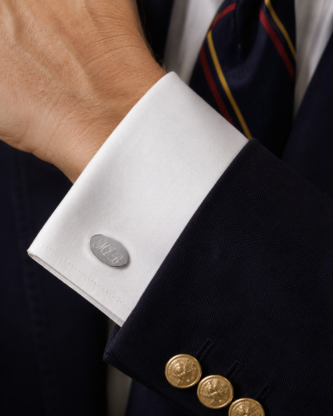 Asprey Bond Street x The Ritz Hotel Piccadilly London Sterling Silver Oval Link-Back c1990 Cufflinks