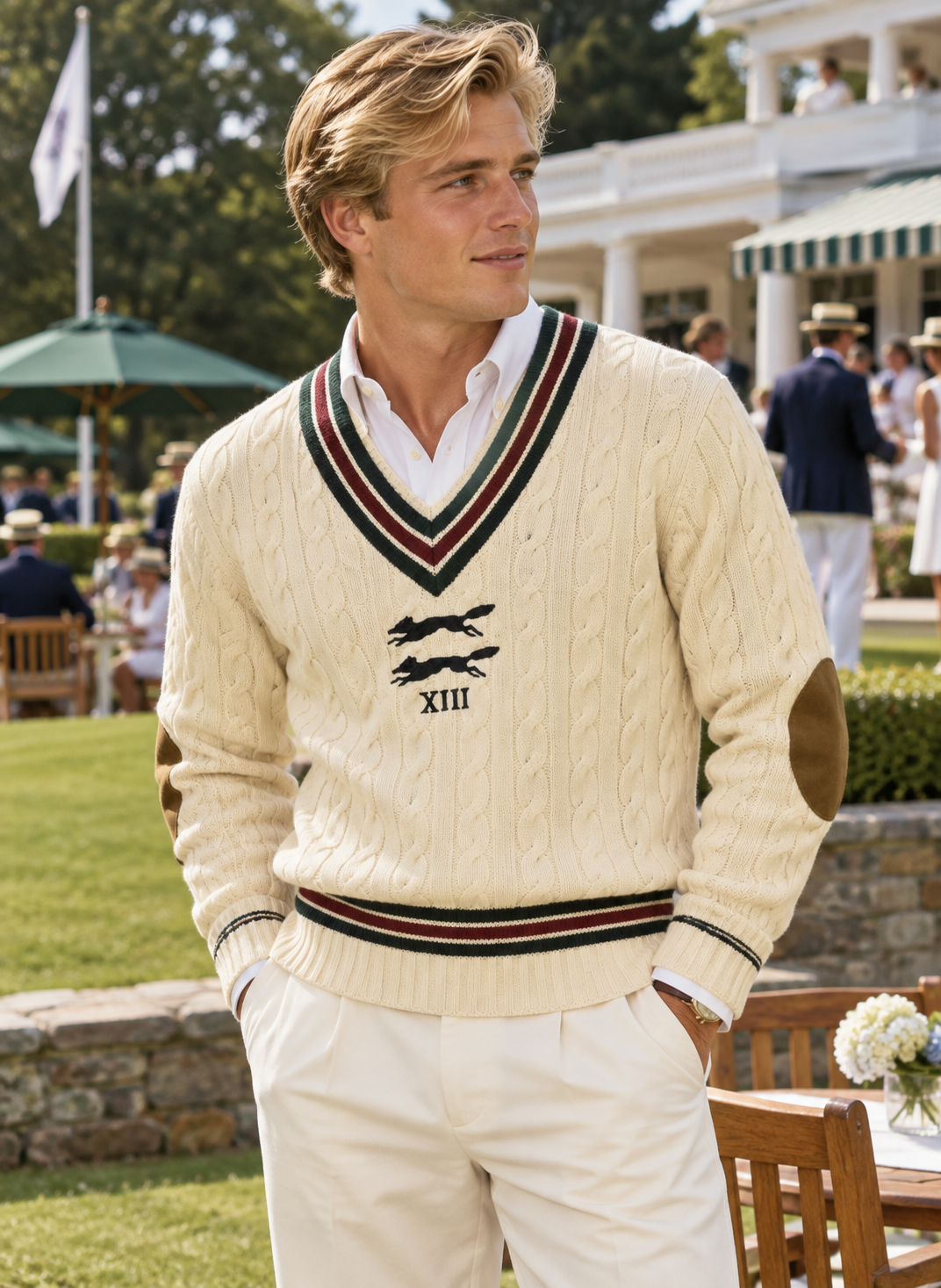 Rugby Ralph Lauren 'Leaping Fox' Tennis Cable Sweater Sz XXL (New w/o