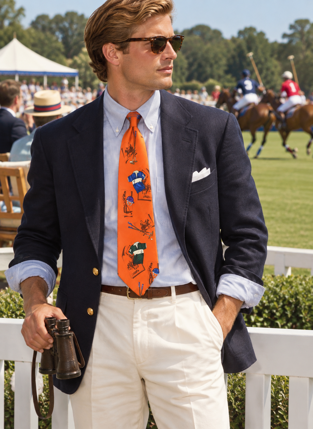 "Polo Ralph Lauren Spice Orange Equestrian Print Vintage Silk Tie" (NWT) (SOLD)